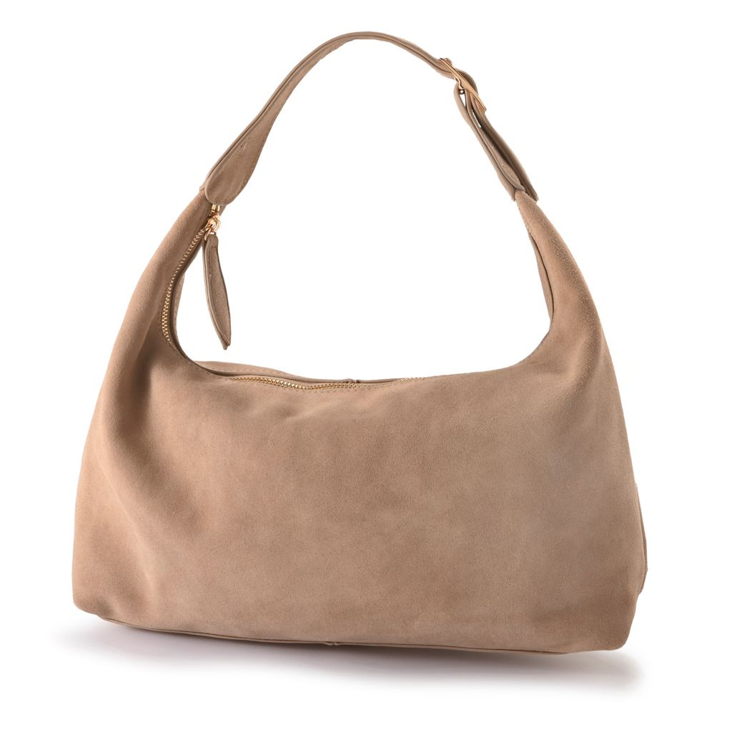 Moda Luxe Maple Suede Leather East-West Hobo Bag