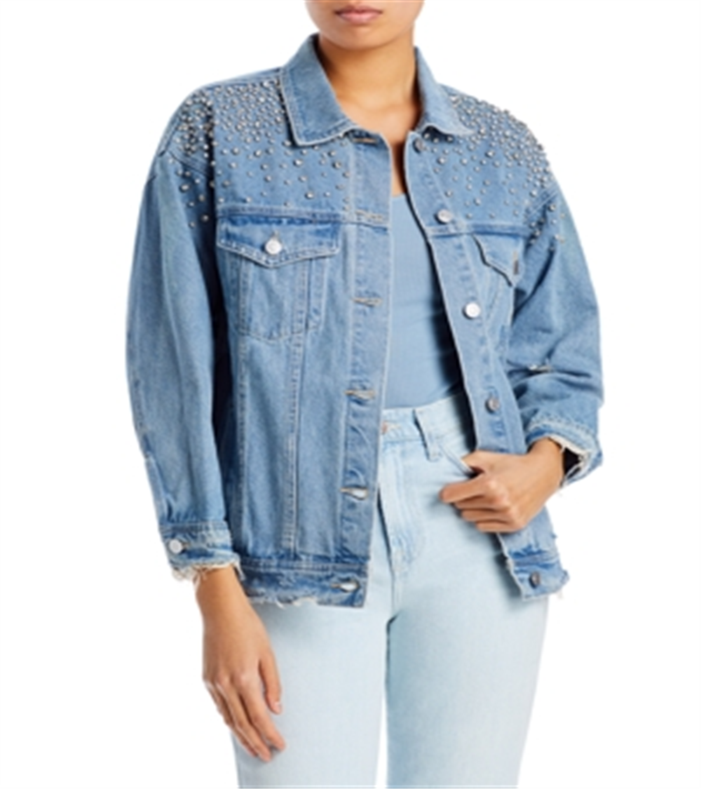 Sunset & Spring Cotton Embellished Denim Jacket Blue Size S