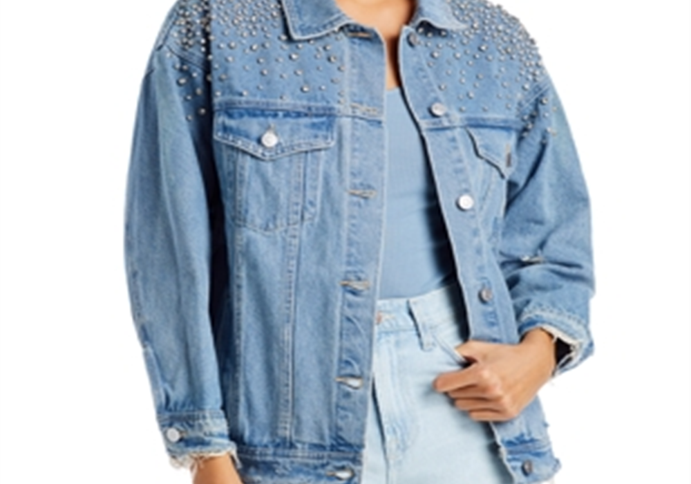 Sunset & Spring Cotton Embellished Denim Jacket Blue Size S