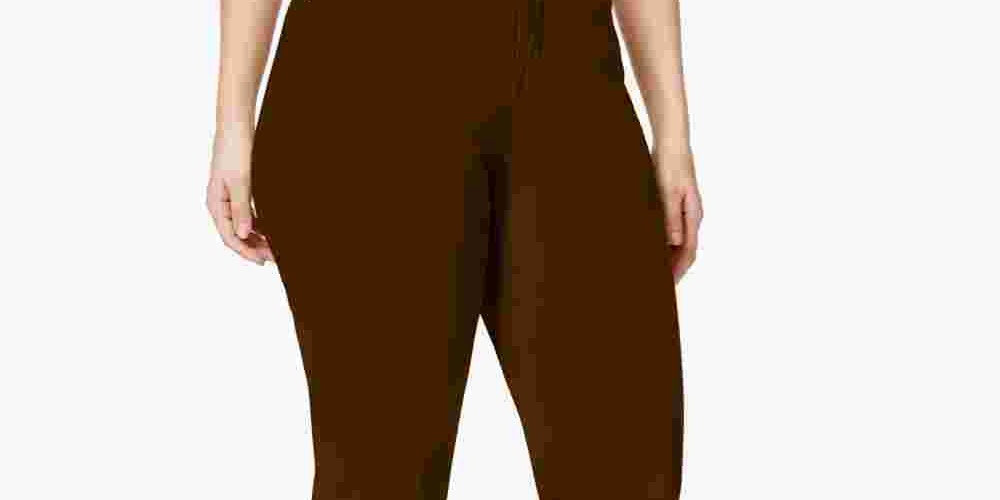 Style & Co Women's Plus & Petite Plus Size Tummy-Control Slim-Leg Jeans Brown Size Petite Small