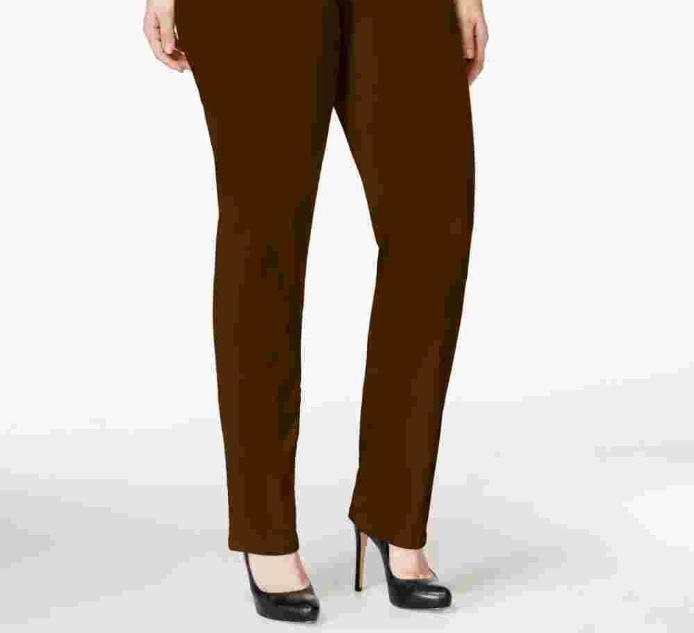 Style & Co Women's Plus & Petite Plus Size Tummy-Control Slim-Leg Jeans Brown Size Petite Small