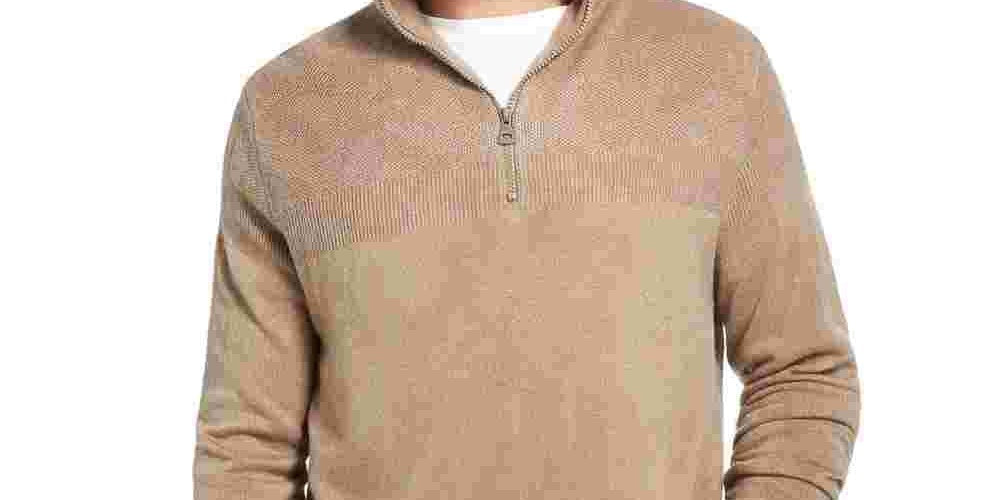 Weatherproof Vintage Men's Soft Touch Quarter-Zip Sweater Brown Size Medium