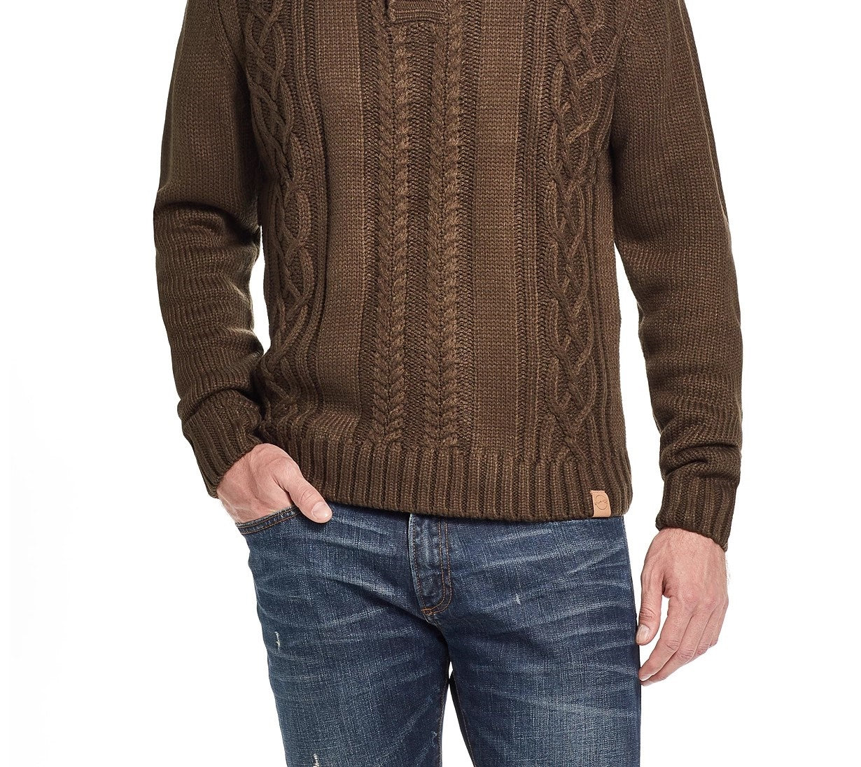 Weatherproof Vintage Men's Military Button Mock Turtleneck Sweater Green Size Small Medium