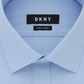 DKNY Men's Slim Fit Stretch Mini Check Dress Shirt Blue Size 15.5X34-35