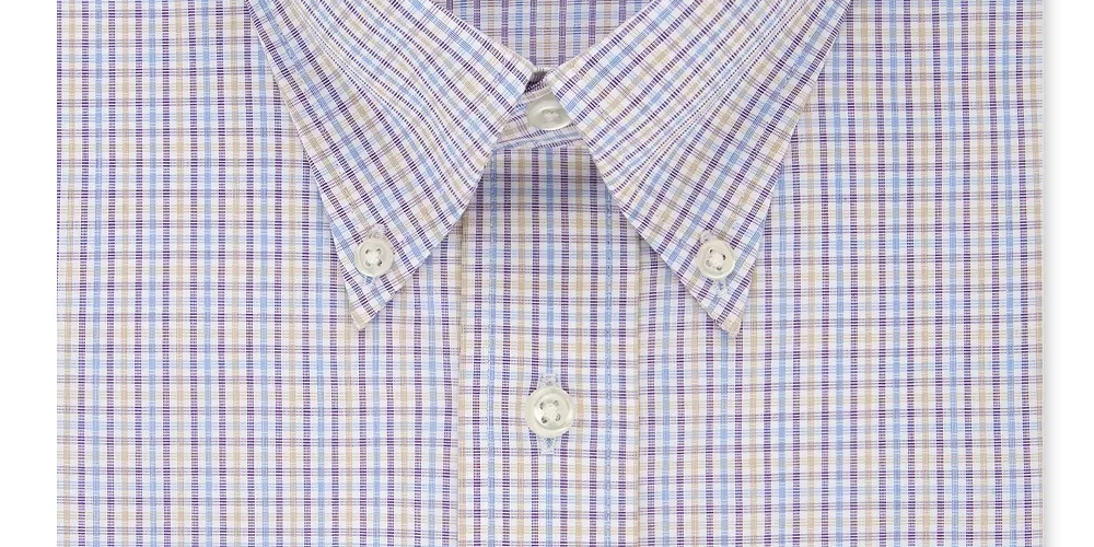 Eagle Men's Plaid Collared Slim Fit Non Iron Dress Shirt Purple Size 17.5X34X35