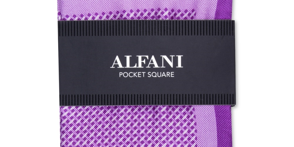 Alfani Men's Mini Dot Silk Pocket Square Purple Size Regular