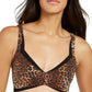 INC International Concepts Women's Leopard Print Triangle Bralette Brown Size M
