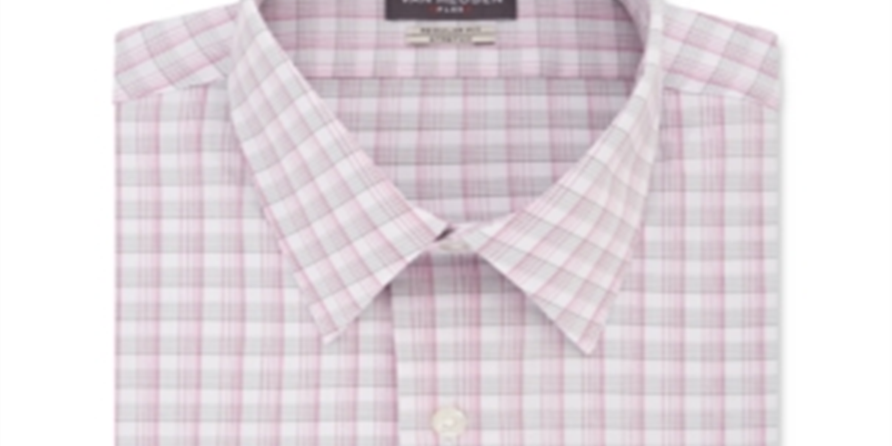 Van Heusen Men's Regular Fit Flex Collar Stretch Check Dress Shirt Gray Size 15X32X33