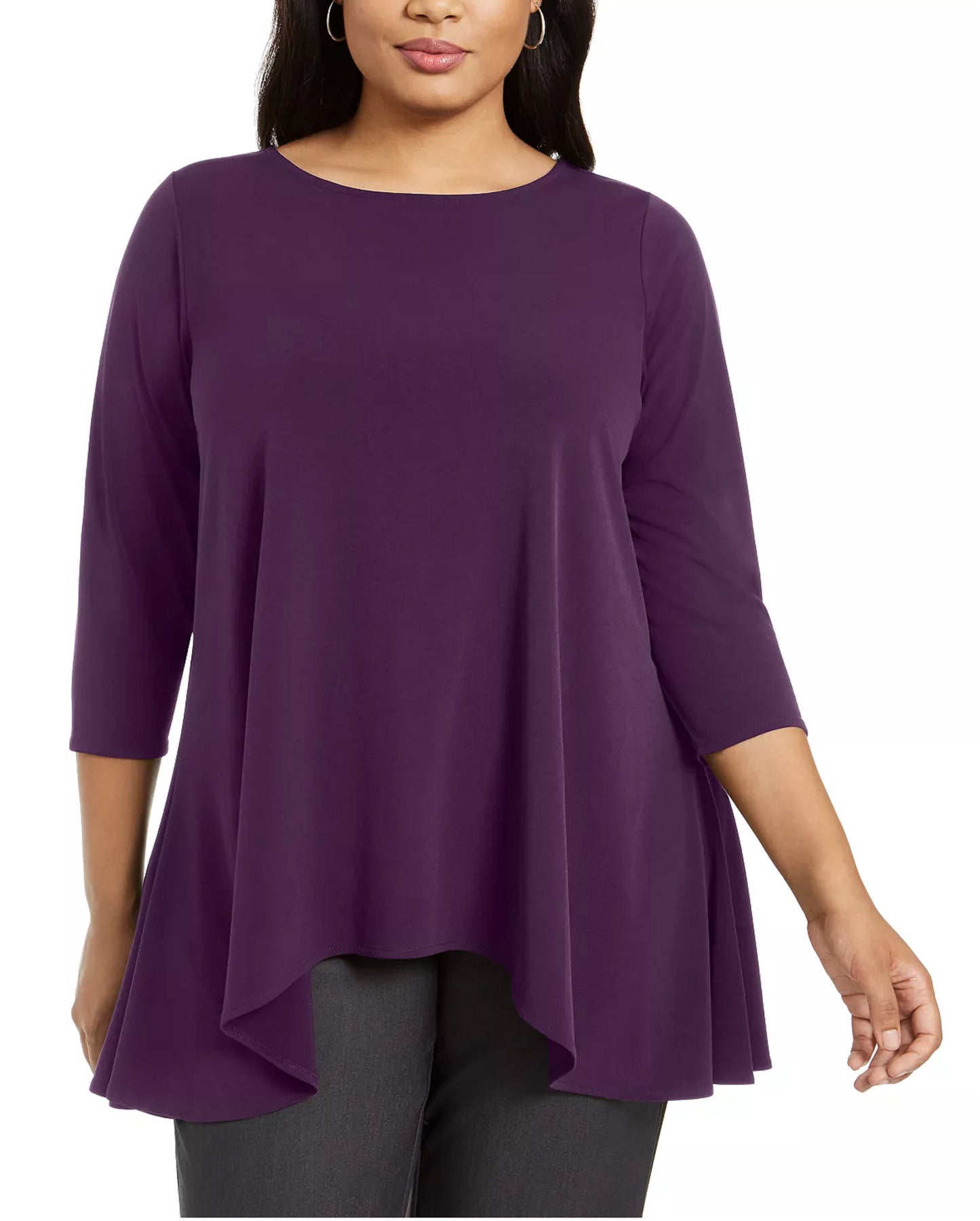 Alfani Women's Solid Swing Top Purple Size Petite Small