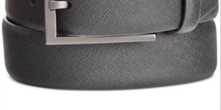 Alfani Men's Saffiano Faux Leather Textured Casual Belt Black Size 36