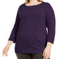 Karen Scott Women's Plus Ballet Neckline Sweater Purple Size 2X