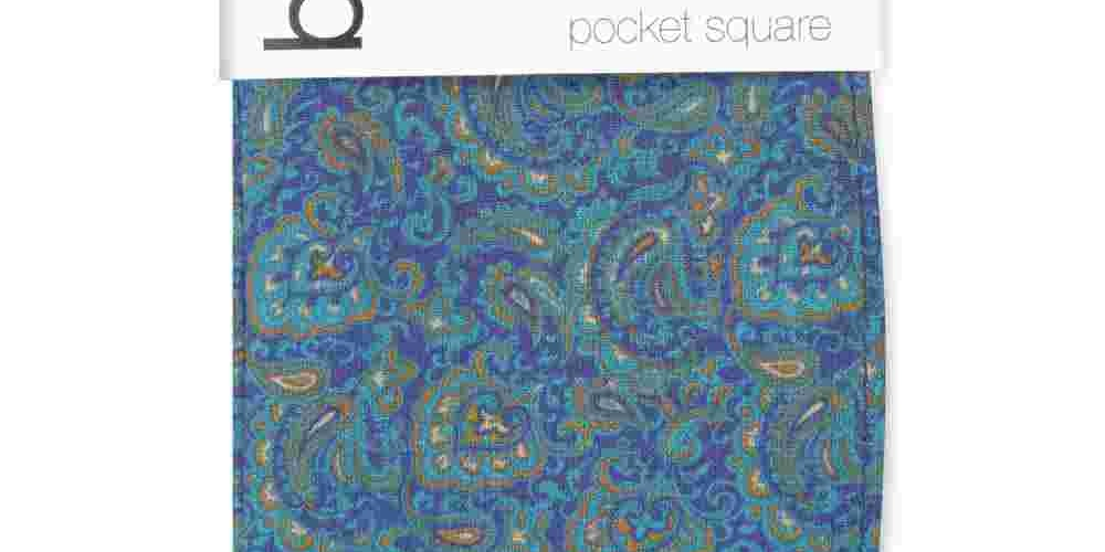 Bar III Men's Stewart Paisley Office Pocket Square Blue Size Regular