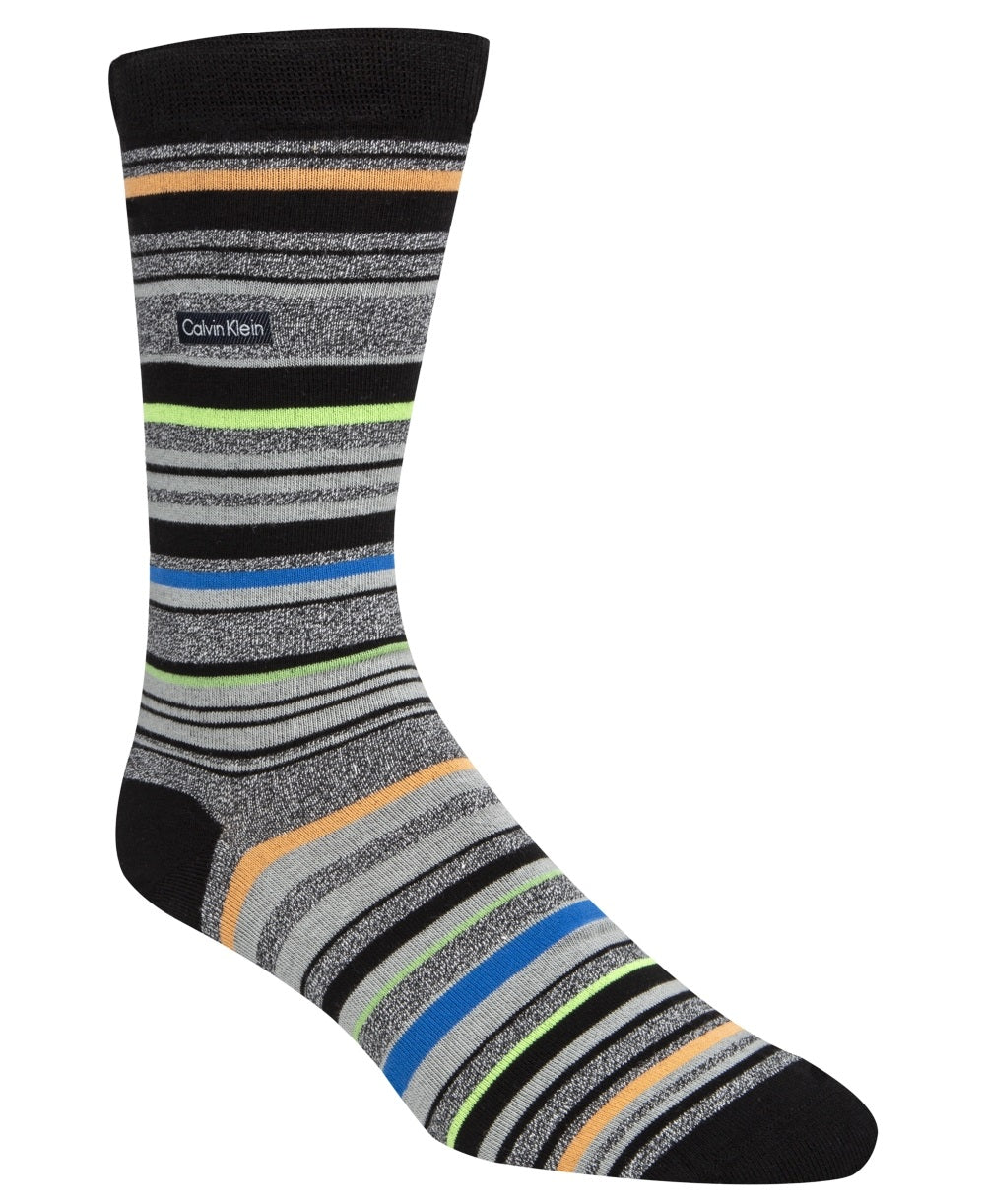 Calvin Klein Men's Striped Crew Socks Black Size Regular