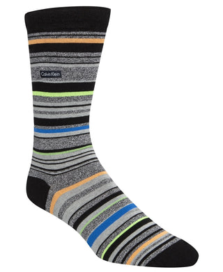 Calvin Klein Men's Striped Crew Socks Black Size Regular