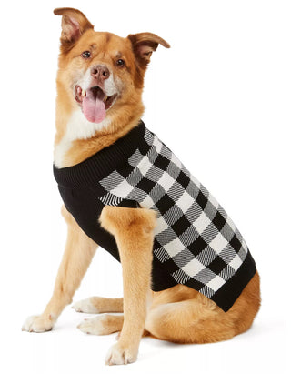 Charter Club Women's Check Print Dog Family Sweater White Size Small