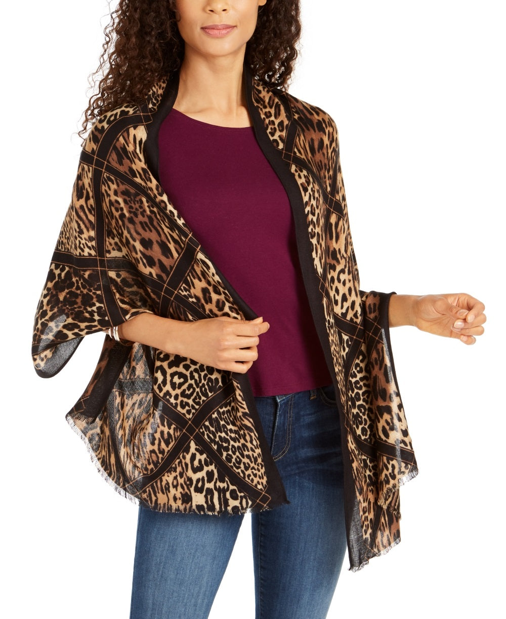 INC International Concepts Women's Diamond Animal Printed Pashmina Yellow Size One Size