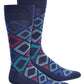 Perry Ellis Men's Microfiber Diamond Print Socks Blue Size Regular