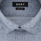 DKNY Men's Slim Fit Stretch Kaihara Botanical Patterned Dress Shirt Dutch Blue Size 15X32X33