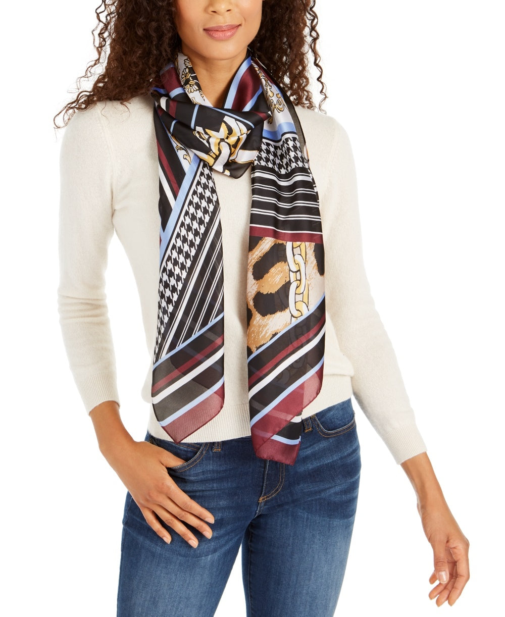 INC International Concepts Women's Animal Status Printed Scarf Black Size Regular