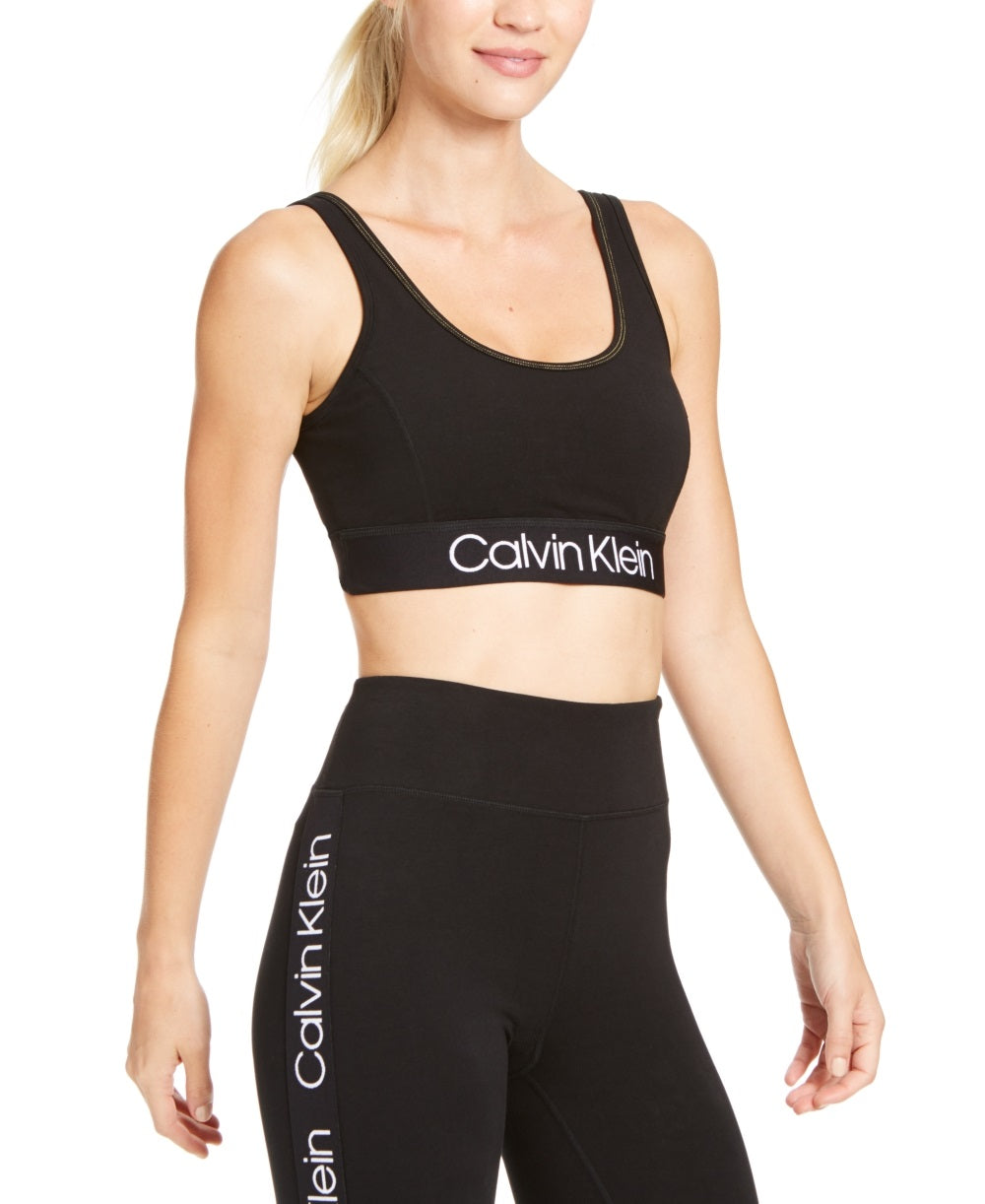 Calvin Klein Women's Logo Impact Sports Bra Black Size Small
