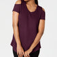 JM Collection Women's Cold-Shoulder Swing T-Shirt Wine Size X-Large