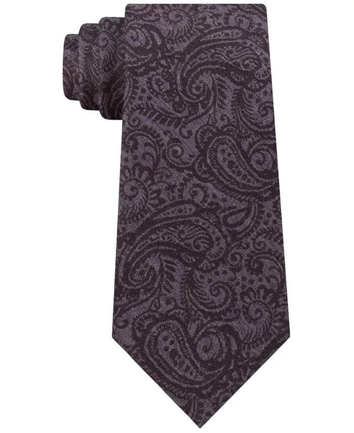 Michael Kors Men's Embossed Look Paisley Tie Red Size One Size