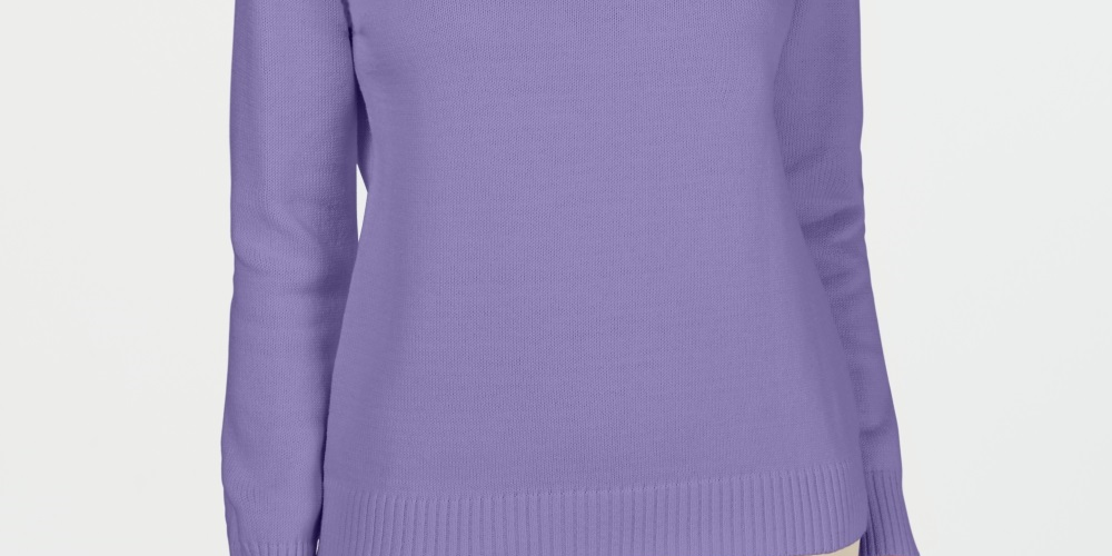 Karen Scott Women's Cotton Zip Neck Sweater Purple Size X-Small