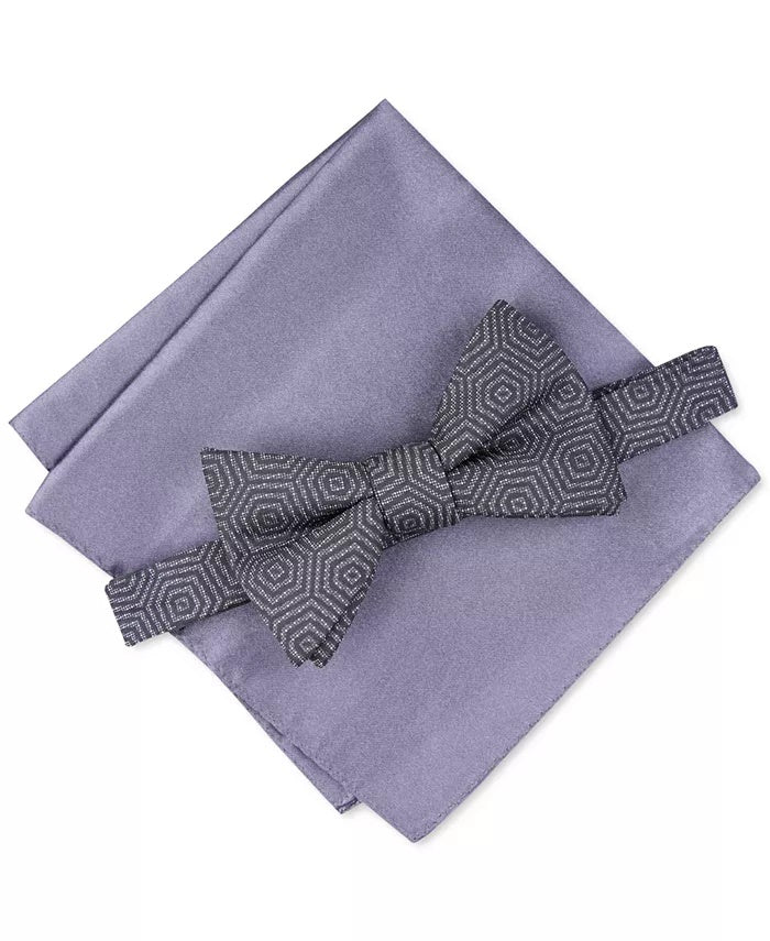 Alfani Men's Debrin Abstract Pre-Tied Bow Tie Dark Grey Size One Size