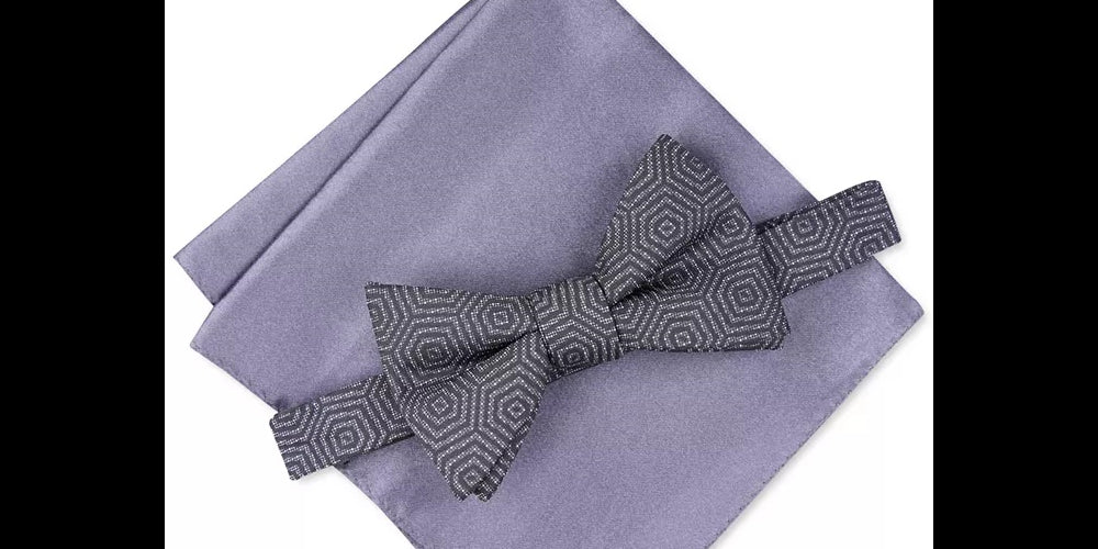Alfani Men's Debrin Abstract Pre-Tied Bow Tie Dark Grey Size One Size