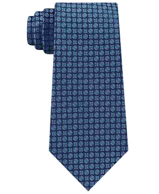 Calvin Klein Men's Clean Medallion Slim Silk Tie Blue Size Regular