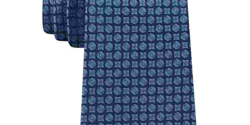 Calvin Klein Men's Clean Medallion Slim Silk Tie Blue Size Regular