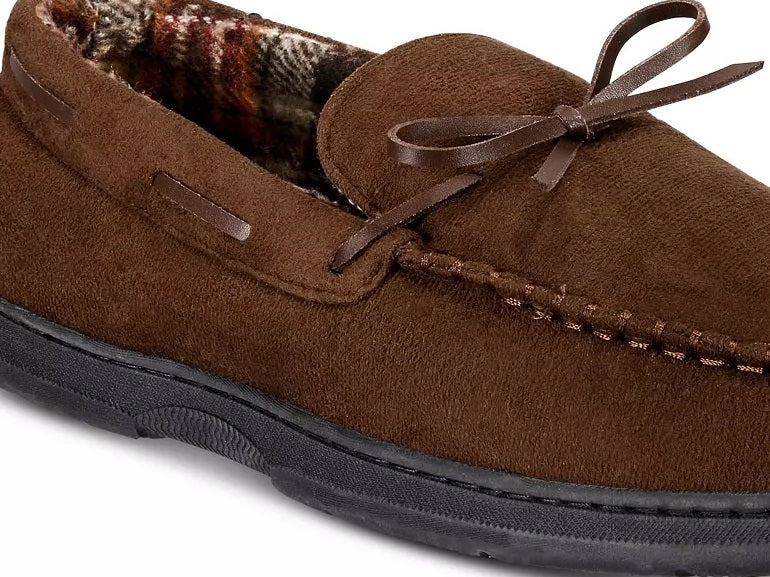 Gold Toe Men's Carter Memory Foam Slip On Loafer Slippers Brown Size Medium