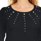 Karen Scott Women's Cotton Grommet Hardware Top   Black Size Petite Small