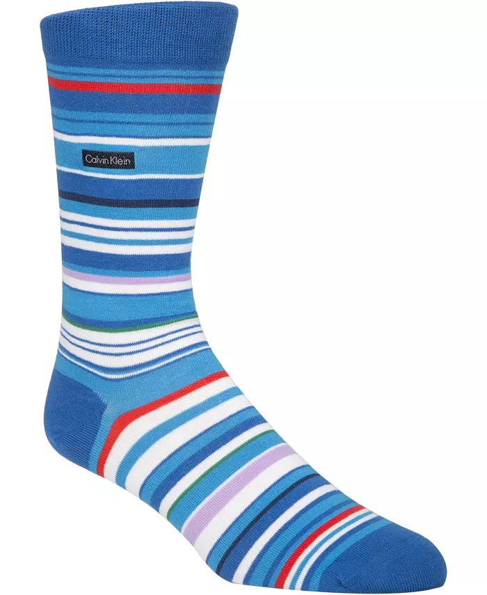 Calvin Klein Men's Striped Casual Crew Socks Pink Size 7-12