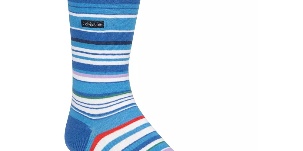 Calvin Klein Men's Striped Casual Crew Socks Pink Size 7-12