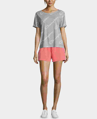 Champion Women's Cotton Logo Print T-Shirt Gray Size Medium