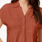 Style & Co Women's Pleated Cuffed Sleeve Top Orange Size Large