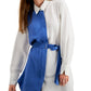 Alfani Women's Color Block Long Sleeve Collared Button Up Top Blue Size X-Large