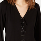 INC International Concepts Women's Lace-Up Top Black Size Small
