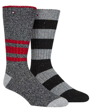 Tommy Hilfiger Men's 2 Pk Striped Boot Socks Gray Size 7-12