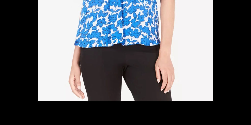 Alfani Women's Floral-Print Blouse Created The Navy Size Small