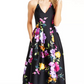 BCX Juniors' Floral-Print Cross-Back Gown Black Size 3