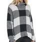 DKNY Women's White Plaid Long Sleeve Turtle Neck Sweater White Size Medium