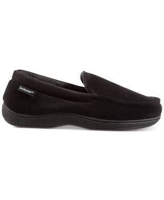 Isotoner Men's Microterry Fleece Slip On Moccasins Shoes Black Size Large