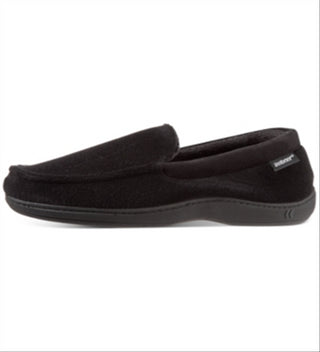 Isotoner Men's Microterry Fleece Slip On Moccasins Shoes Black Size Large