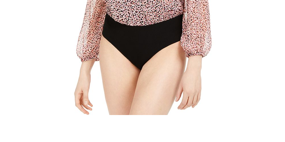 Bar III Women's Printed Surplice Bodysuit -Pink Size -Large