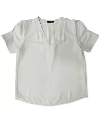 Alfani Women's Pleated V-Neck Top White Size Large