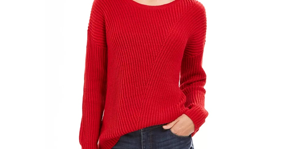 Style & Co Women's  Ribbed Drop-Shoulder Sweater Red Size XX-Large
