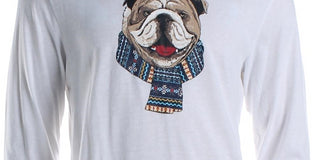 Club Room Men's Bulldog Scarf Cotton Blend Graphic T-Shirt White Size Large
