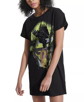 Guess Women's Graphic-Print Cotton Longline T-Shirt Black Size X-Small